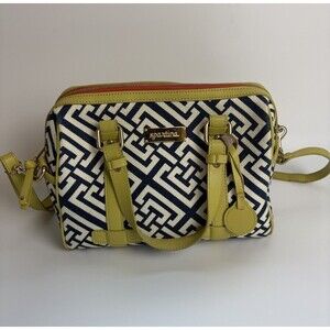 Spartina 449 Daufuskie Island Linen Leather Handbag Green Satchel
